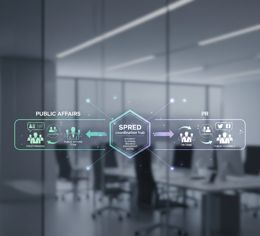 “Executives in a boardroom analyzing media sentiment and regulatory communication data during a strategic review.”