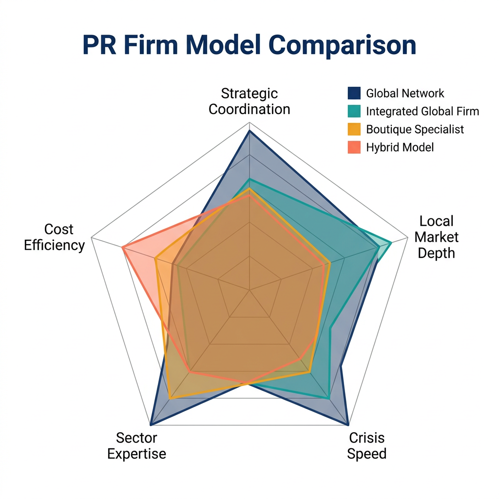 : Infographic showing a four-quadrant strategic reputation risk matrix plotting likelihood against impact for different reputation threat scenarios