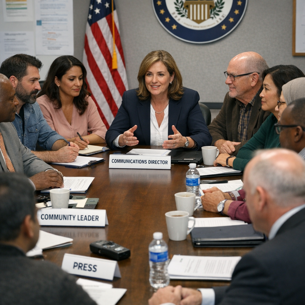 government agency communications director leading a diverse stakeholder roundtable